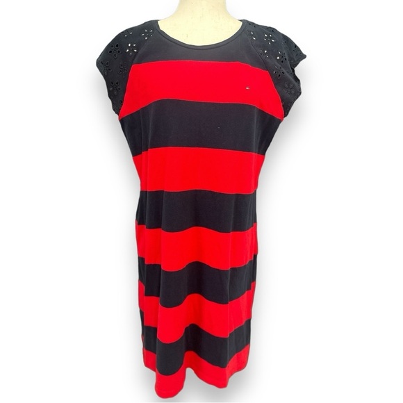 Tommy Hilfiger - Striped Embroidered-Sleeve Dress - Picture 12 of 14